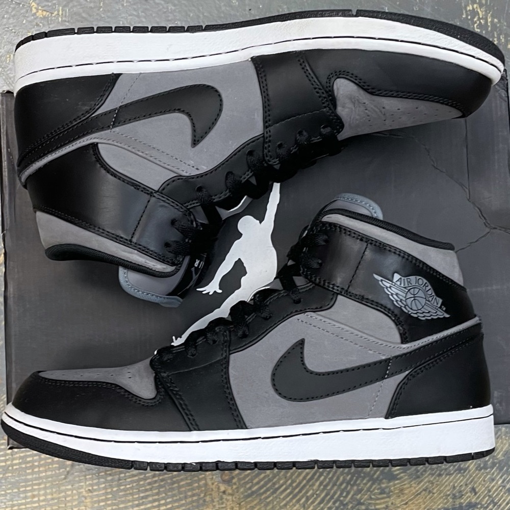 Nike Air Jordan 1 Mid Cool Grey 364770-023 10 Phat 10 Black Grey Shadow - Picture 1 of 11